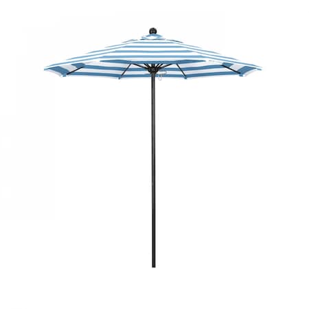 California Umbrella 7.5' Black Aluminum Market Patio Umbrella, Sunbrella Cabana Regatta 194061334621